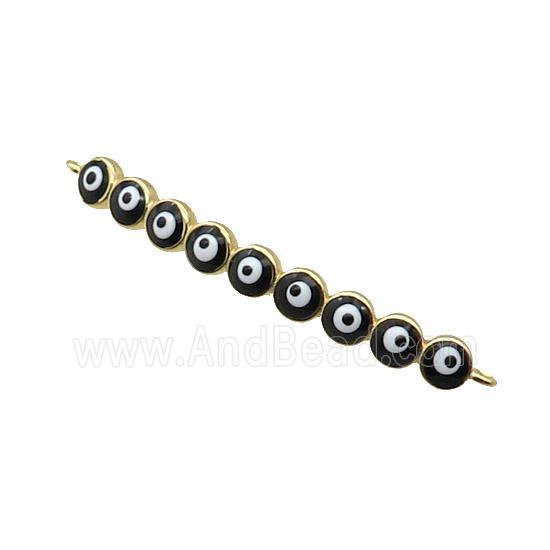 Copper Circle Link Connector Black Enamel Evil Eye Stick Gold Plated