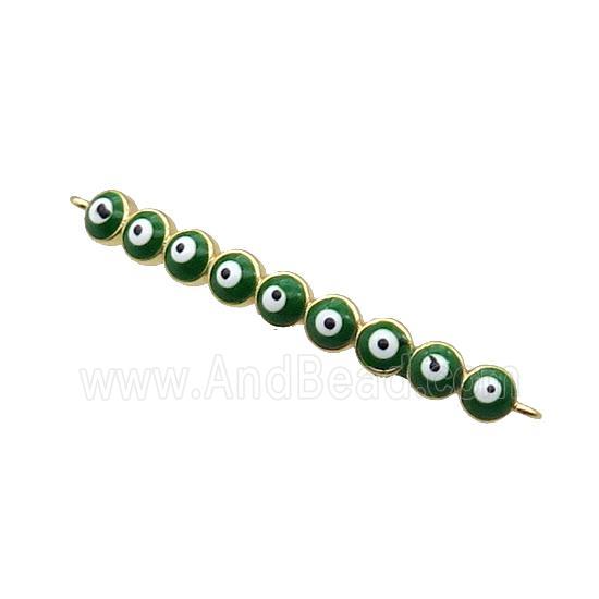 Copper Circle Link Connector Green Enamel Evil Eye Stick Gold Plated