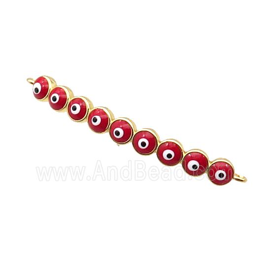 Copper Circle Link Connector Red Enamel Evil Eye Stick Gold Plated