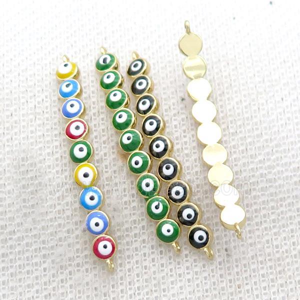 Copper Circle Link Connector Enamel Evil Eye Stick Gold Plated Mixed