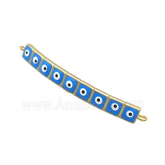 Copper Link Connector Blue Enamel Evil Eye Stick Gold Plated