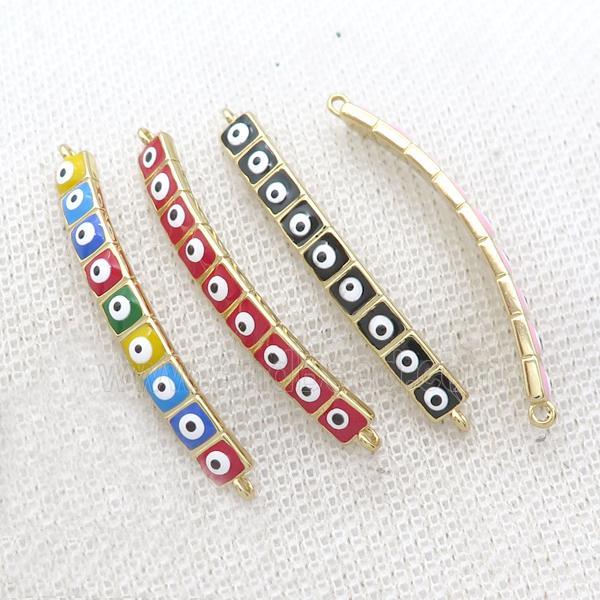 Copper Link Connector Enamel Evil Eye Stick Gold Plated Mixed