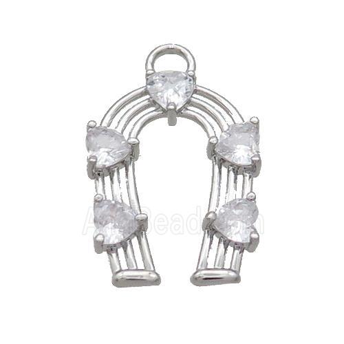 Copper HorseShoe Pendant Pave Crystal Glass Platinum Plated
