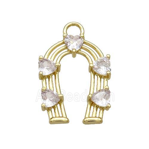 Copper HorseShoe Pendant Pave Crystal Glass Gold Plated