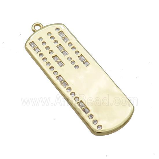 Copper Rectangle Pendant Pave Zircon Gold Plated