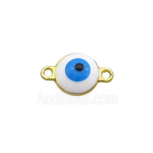 Copper Evil Eye Connector White Enamel Gold Plated