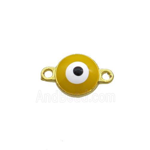 Copper Evil Eye Connector Yellow Enamel Gold Plated