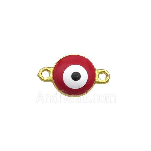 Copper Evil Eye Connector Red Enamel Gold Plated