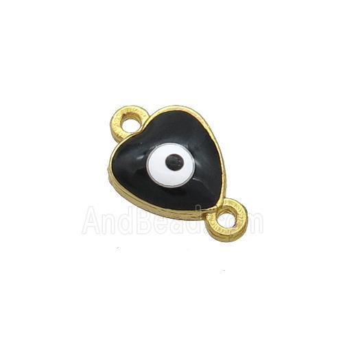 Copper Heart Evil Eye Connector Black Enamel Gold Plated