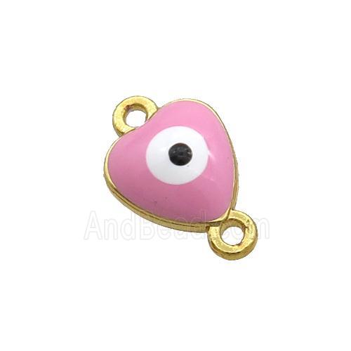 Copper Heart Evil Eye Connector Pink Enamel Gold Plated
