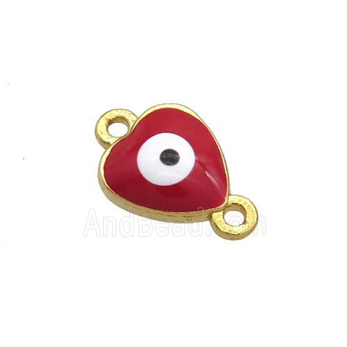 Copper Heart Evil Eye Connector Red Enamel Gold Plated