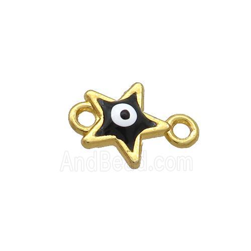 Copper Star Evil Eye Connector Black Enamel Gold Plated