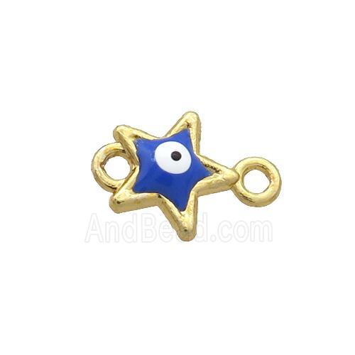 Copper Star Evil Eye Connector Blue Enamel Gold Plated