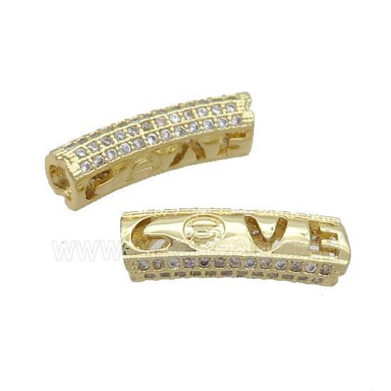 Copper Tube Beads Pave Zircon Gold Plated