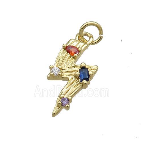 Copper Lightning Pendant Pave Zircon Gold Plated