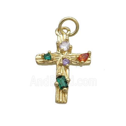 Copper Cross Pendant Pave Zircon Gold Plated
