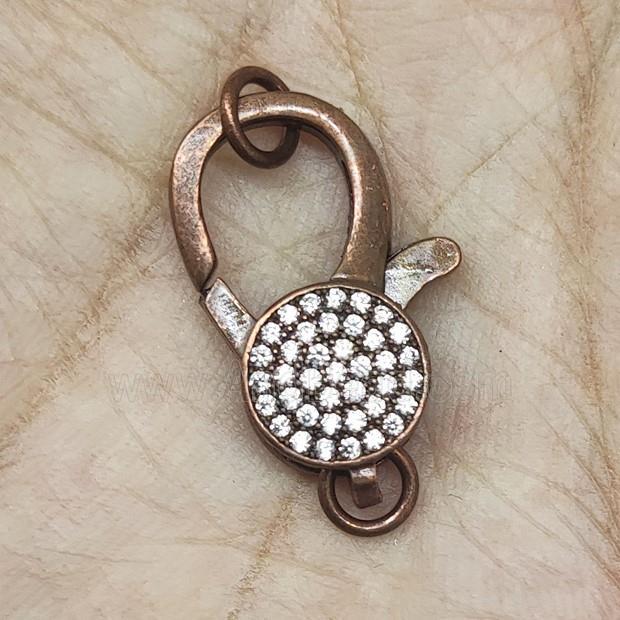 Copper Lobster Clasp Pave Zircon Antique Red