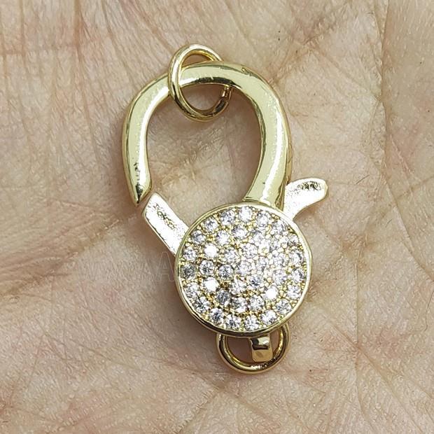 Copper Lobster Clasp Pave Zircon Gold Plated
