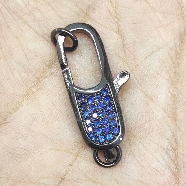Copper Lobster Clasp Pave Blue Zircon Black Plated