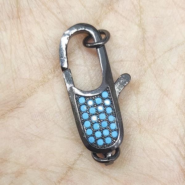 Copper Lobster Clasp Pave Turq Zircon Black Plated