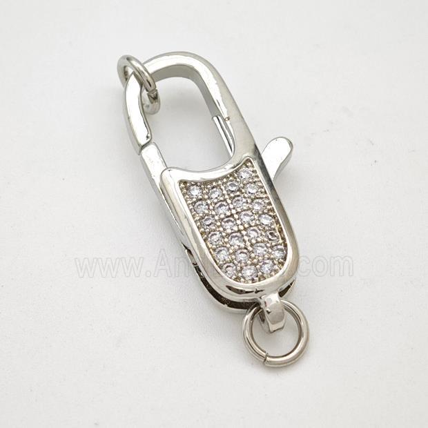 Copper Lobster Clasp Pave Zircon Platinum Plated