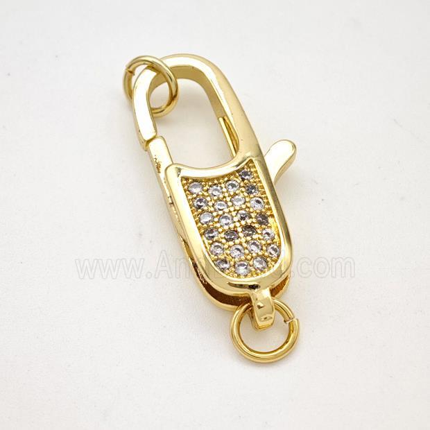 Copper Lobster Clasp Pave Zircon Gold Plated