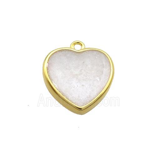 Copper Heart Pendant White Enamel Gold Plated