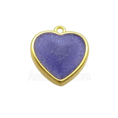 Copper Heart Pendant Purple Enamel Gold Plated