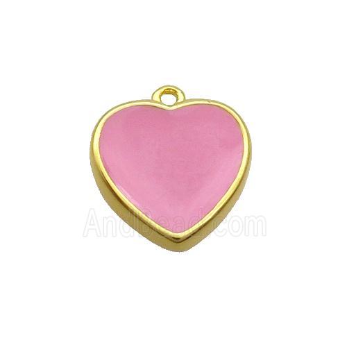Copper Heart Pendant Pink Enamel Gold Plated