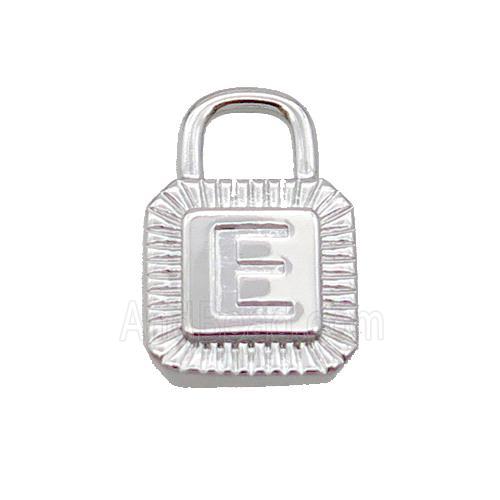 Copper Lock Pendant E-Letter Platinum Plated