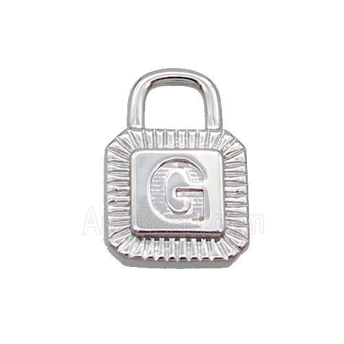 Copper Lock Pendant G-Letter Platinum Plated