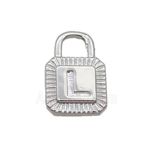 Copper Lock Pendant L-Letter Platinum Plated