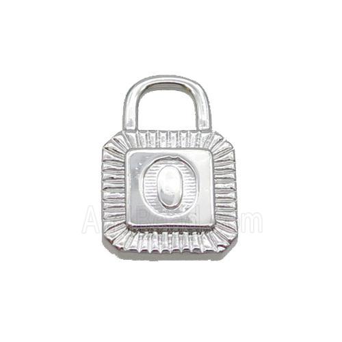 Copper Lock Pendant O-Letter Platinum Plated
