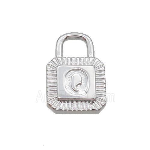 Copper Lock Pendant Q-Letter Platinum Plated