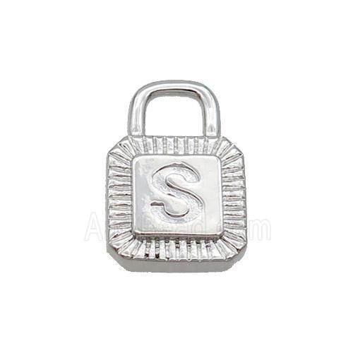 Copper Lock Pendant S-Letter Platinum Plated