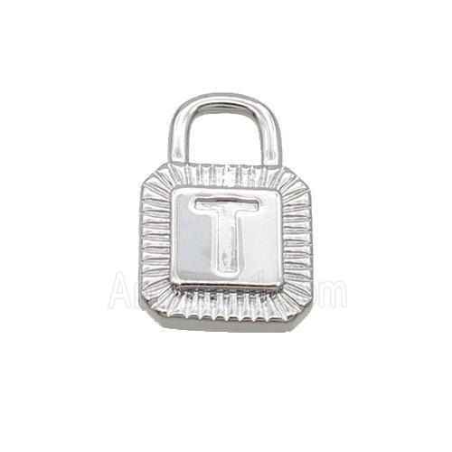 Copper Lock Pendant T-Letter Platinum Plated