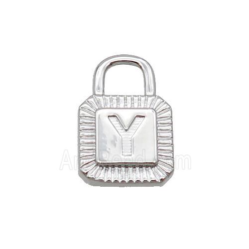 Copper Lock Pendant Y-Letter Platinum Plated