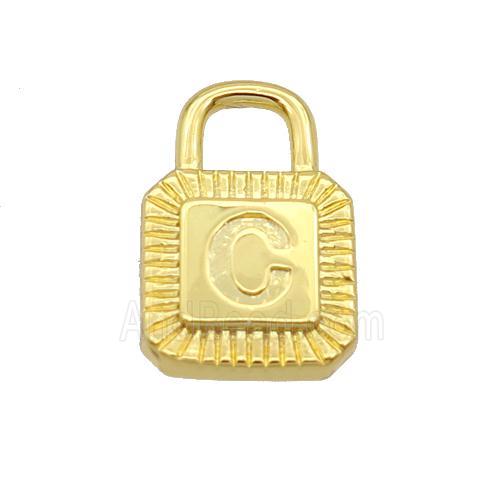 Copper Lock Pendant C-Letter Gold Plated