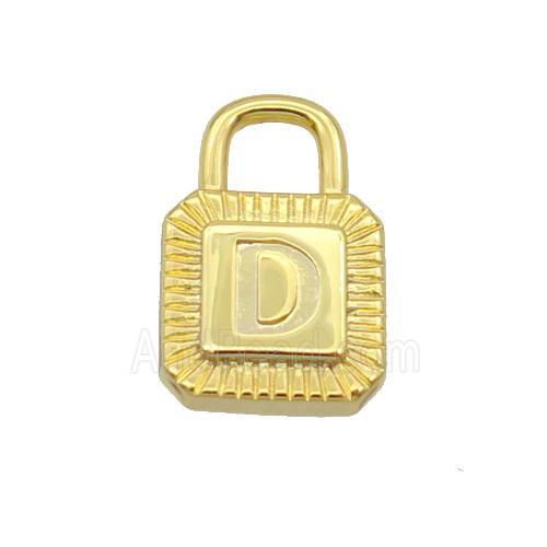 Copper Lock Pendant D-Letter Gold Plated