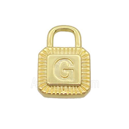 Copper Lock Pendant G-Letter Gold Plated
