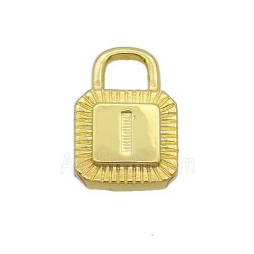 Copper Lock Pendant I-Letter Gold Plated