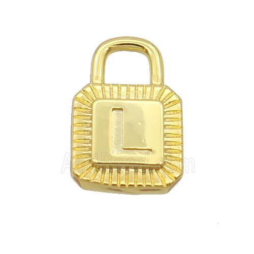 Copper Lock Pendant L-Letter Gold Plated