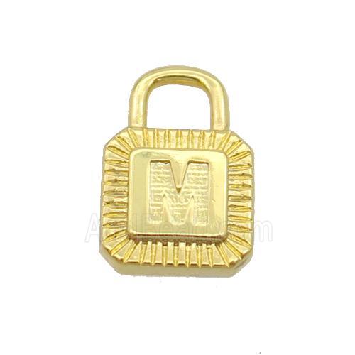 Copper Lock Pendant M-Letter Gold Plated