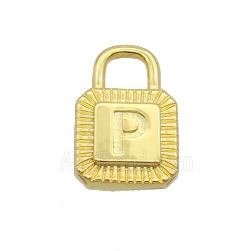 Copper Lock Pendant P-Letter Gold Plated