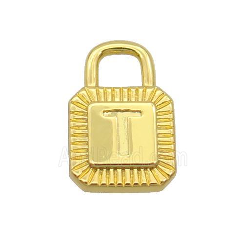 Copper Lock Pendant T-Letter Gold Plated