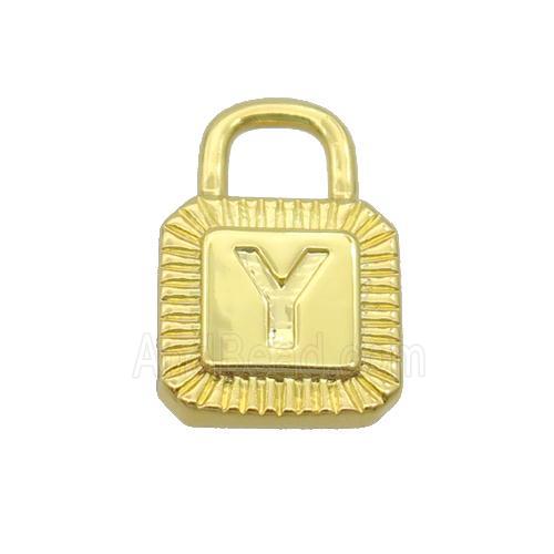 Copper Lock Pendant Y-Letter Gold Plated