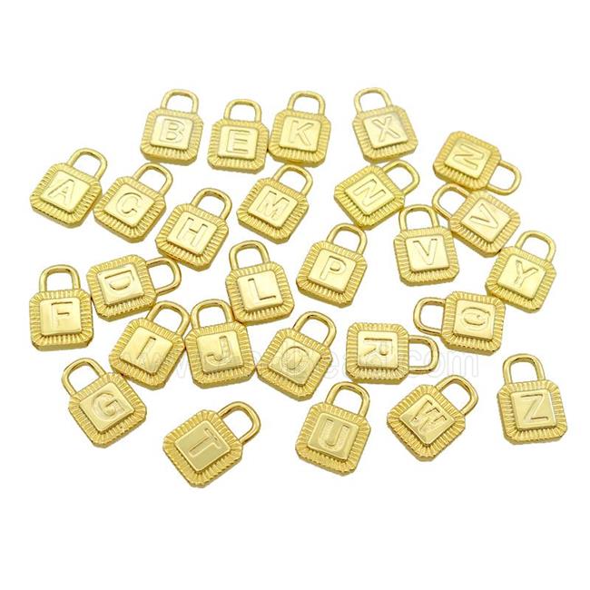 Copper Lock Pendant Letter Gold Plated Mix Alphabet