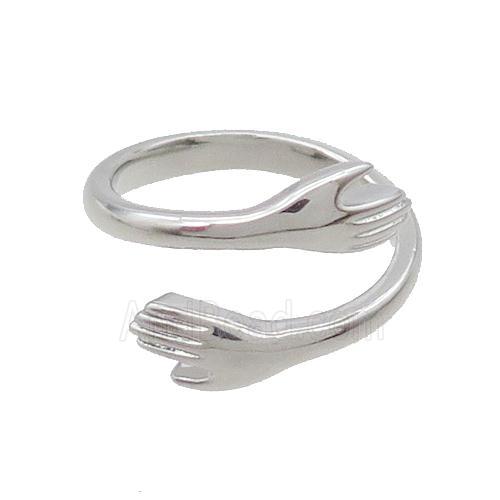 Copper Ring Love Embrace Adjustable Platinum Plated
