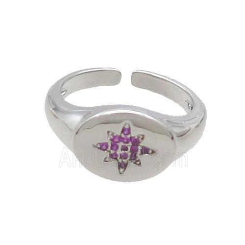 Copper Ring Pave Zircon NorthStar Platinum Plated