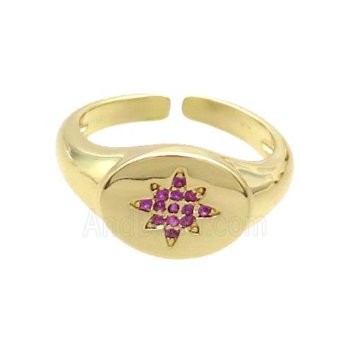 Copper Ring Pave Zircon NorthStar Gold Plated